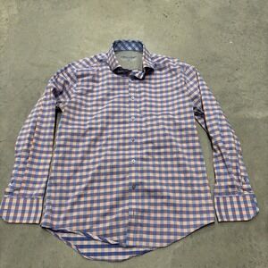 Twillory Performance‎ Shirt Pink/Blue Plaid Button Up Long Sleeve Mens 16 32-33